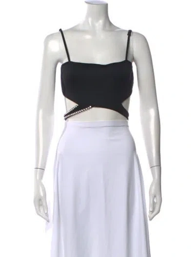 Pre-owned Area Square Neckline Sleeveless Crop Top W/ Tags In Black