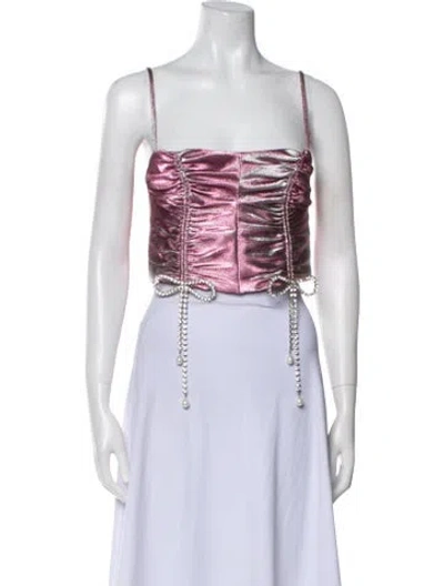 Pre-owned Area Square Neckline Sleeveless Crop Top In White