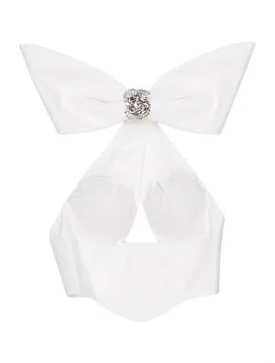 Pre-owned Area Square Neckline Sleeveless Crop Top In White
