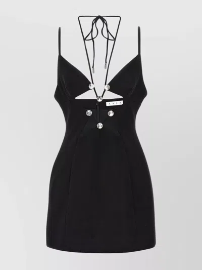 Area Crystal Star Mini Dress In Black