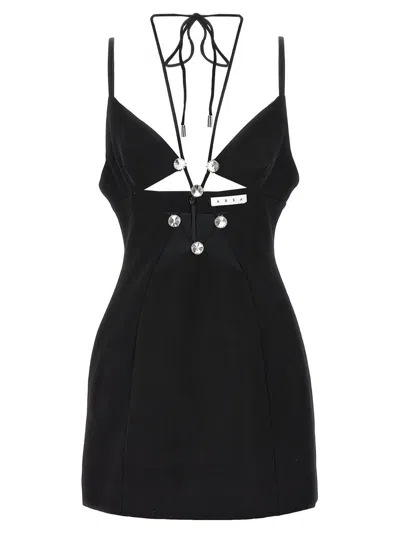 Area Crystal Star Mini Dress In Black