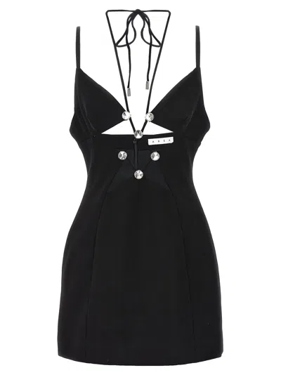 Area Crystal Star Mini Dress In Black