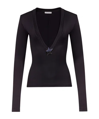 Area Star Stud-detail Long-sleeve Jumper In Black