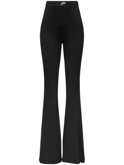Area Viscose High Rise Flared Pants In Black