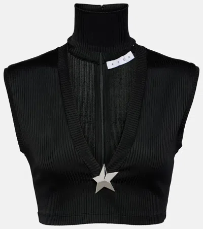 Area V Neck Crop Top W/stud In Black