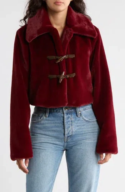 Area Stars Abi Faux Fur Coat In Burgundy