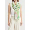 Area Stars Abstract Paint Brush Print Scarf In Green