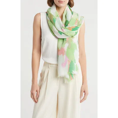 Area Stars Abstract Paint Brush Print Scarf In Green
