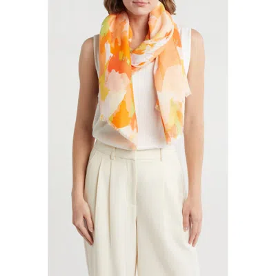 Area Stars Abstract Paint Brush Print Scarf In Orange