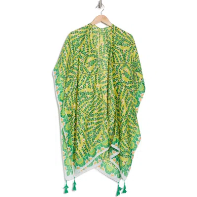 Area Stars Abstract Print Ruana In Green