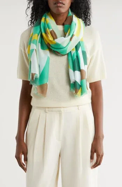 Area Stars Abstract Print Scarf In Green