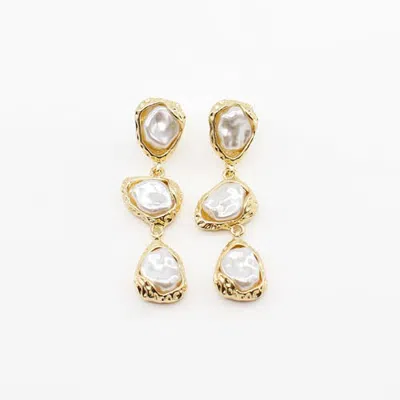 Area Stars Aiza Organic Pearl Drop Earrings In Gold