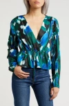Area Stars Women's Alba Puff Sleeve Faux-wrap Around Blouse In Blue