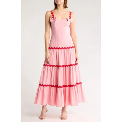 Area Stars Ana Rick Rack Maxi Dress In Pink