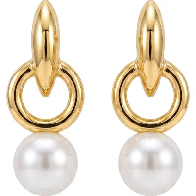 Area Stars Anisha Pearl Circle Drop Earrings In Gold
