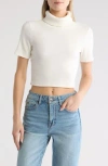Area Stars Anne Short Sleeve Turtleneck Crop Top In White