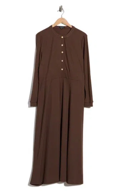 Area Stars Ashton Button Front Midi Dress In Brown