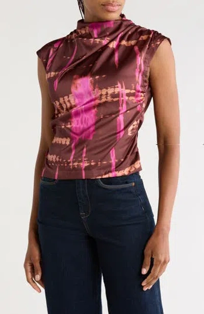 Area Stars Avery Abstract Cowl Neck Top In Brown Abstract