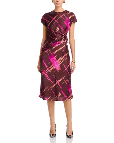 Area Stars Avery Draped Printed Satin Dress In Multi