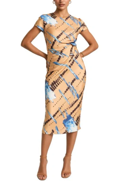 Area Stars Avery Print Draped Dress