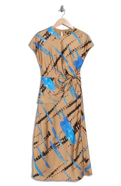 Area Stars Avery Print Front Twist Dress In Brown