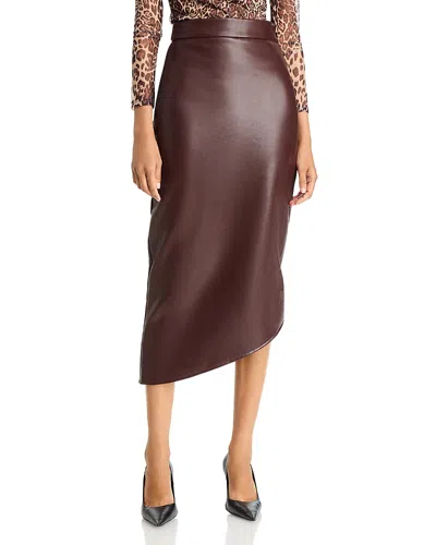 Area Stars Bailey Faux Leather Asymmetric Hem Skirt In Brown