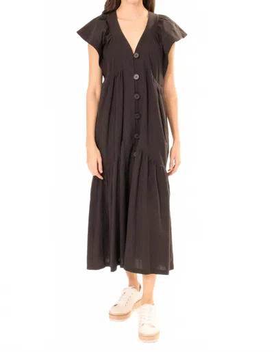 Area Stars Bea Button Midi Dress In Black In Brown