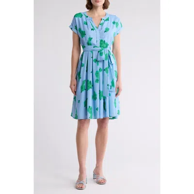 Area Stars Belted Cap Sleeve Dress In Blue