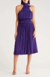 Area Stars Bow Neck Halter Dress In Purple