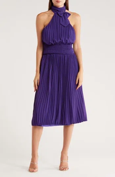 Area Stars Bow Neck Halter Dress In Purple