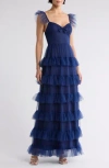 Area Stars Bree Ruffle Tiered Maxi Dress In Navy