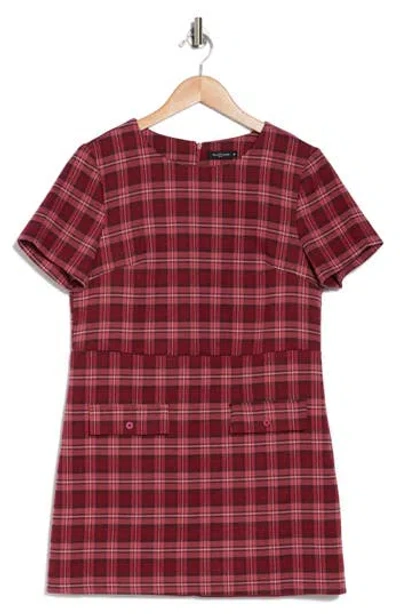 Area Stars Brie Plaid Short Sleeve Minidress In Neutral