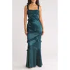 Area Stars Brigitte Ruffle Cocktail Dress In Green