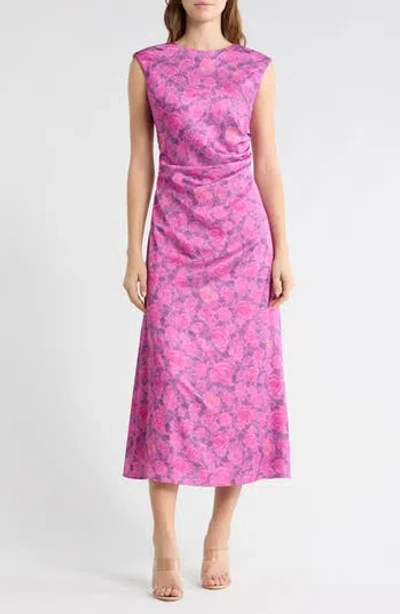 Area Stars Cabbage Rose Sleeveless Midi Dress In Pink