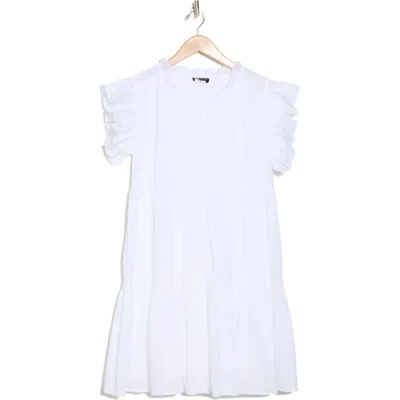 Area Stars Cathy Ruffle Trim Cotton Dress In White