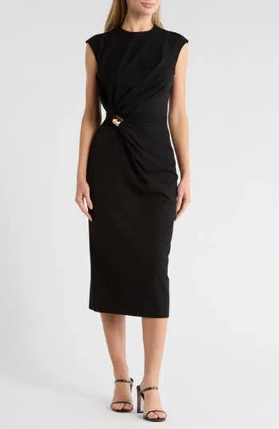 Area Stars Charmi Cap Sleeve Midi Dress In Black