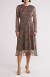 Area Stars Circle Print Midi Dress In Brown