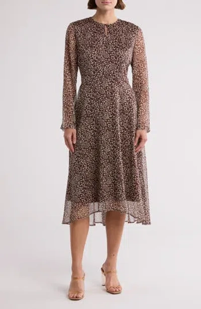 Area Stars Circle Print Midi Dress In Brown