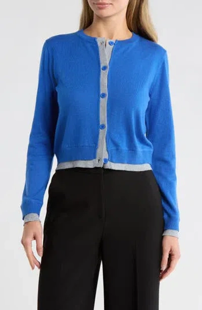 Area Stars Contrast Trim Cardigan In Blue