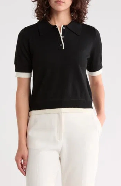 Area Stars Contrast Trim Knit Polo In Black