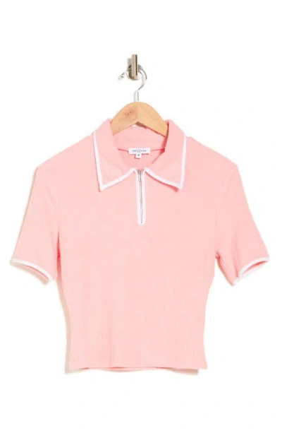 Area Stars Contrast Trim Rib Polo In Pink