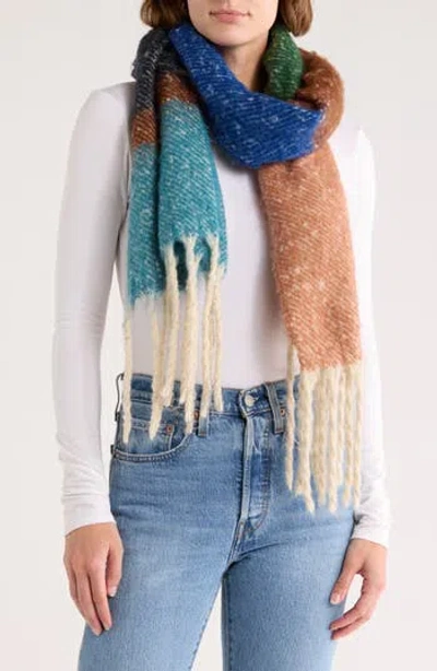 Area Stars Cozy Stripe Fringe Scarf In Blue