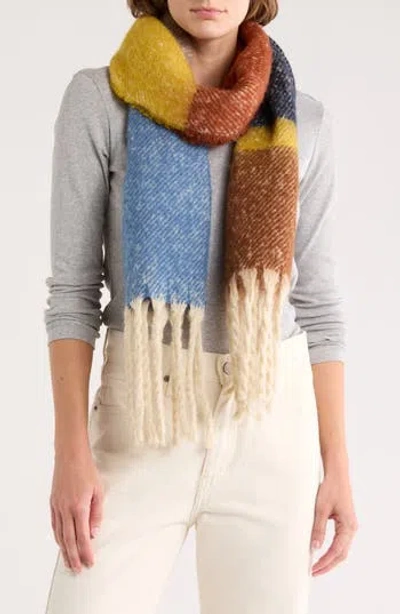 Area Stars Cozy Stripe Fringe Scarf In Brown