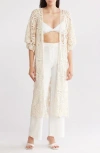 Area Stars Crochet Cardigan Duster In Ivory Circle Pattern