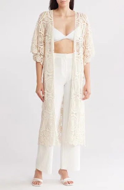 Area Stars Crochet Cardigan Duster In Ivory Circle Pattern