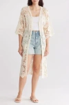 Area Stars Crochet Cardigan Duster In Ivory Floral