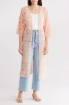Area Stars Crochet Cardigan Duster In Peach