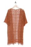 Area Stars Crochet Cardigan Duster In Rust