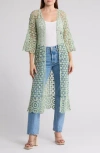 Area Stars Crochet Cardigan Duster In Sage