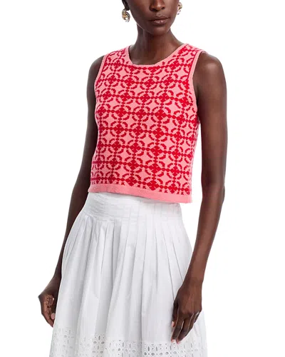 Area Stars Cropped Patterned Top In Pink